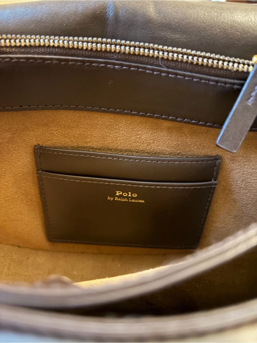 Polo by Ralph Lauren Chestnut Suede & Dark Brown Leather Saddle Crossbody